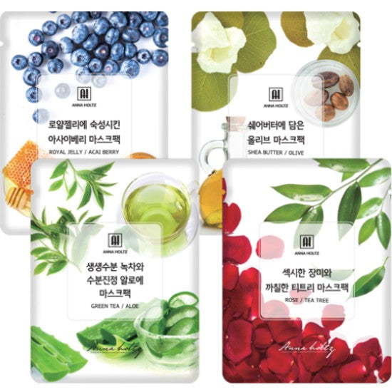 Annaholtz 100 Sheets Daily Assorted Facial Mask Pack Set