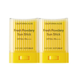 Nature Republic California Aloe Fresh Powdery Sun Stick SPF50+ PA++++ 24g (2-Pack)
