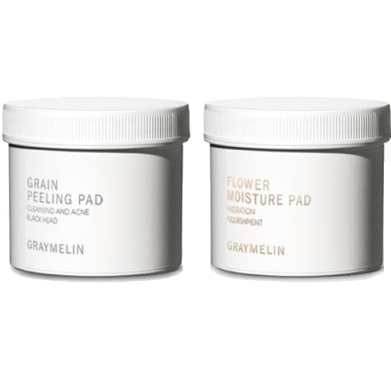Graymelin Grain Peeling & Flower Water Moisturizing Toner Pad Set (70 Sheets x 2 Jars)