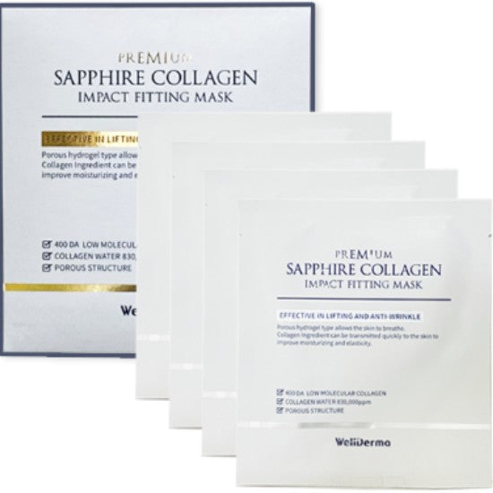 WellDerma Premium Sapphire Collagen Impact Fitting Mask (4 Sheets)