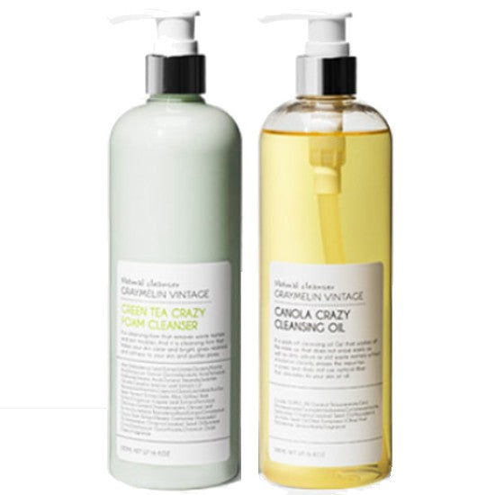 Graymelin Canola Crazy Cleansing Oil & Green Tea Crazy Foam Cleanser Duo Set (500ml Each)