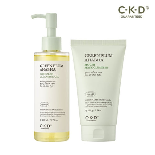 CKD Green Plum AHA BHA Zero Bumps Cleansing Oil 200ml + Pack Soap 130g Set
