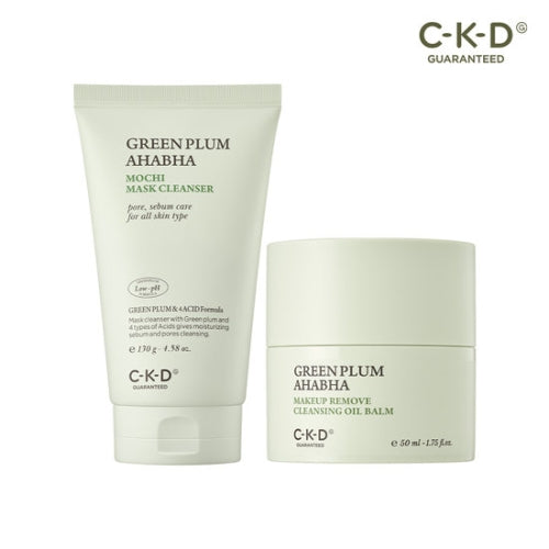 CKD Green Plum AHA BHA Pore & Sebum Control Cleansing Set (Pack Soap Cleanser 130g + Oil Balm 50g)